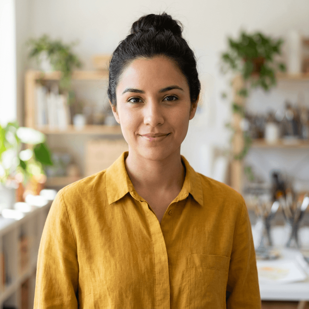 Emily Rodriguez, a female guest in her late 20s, Hispanic, with a relaxed approachable look in summer clothing