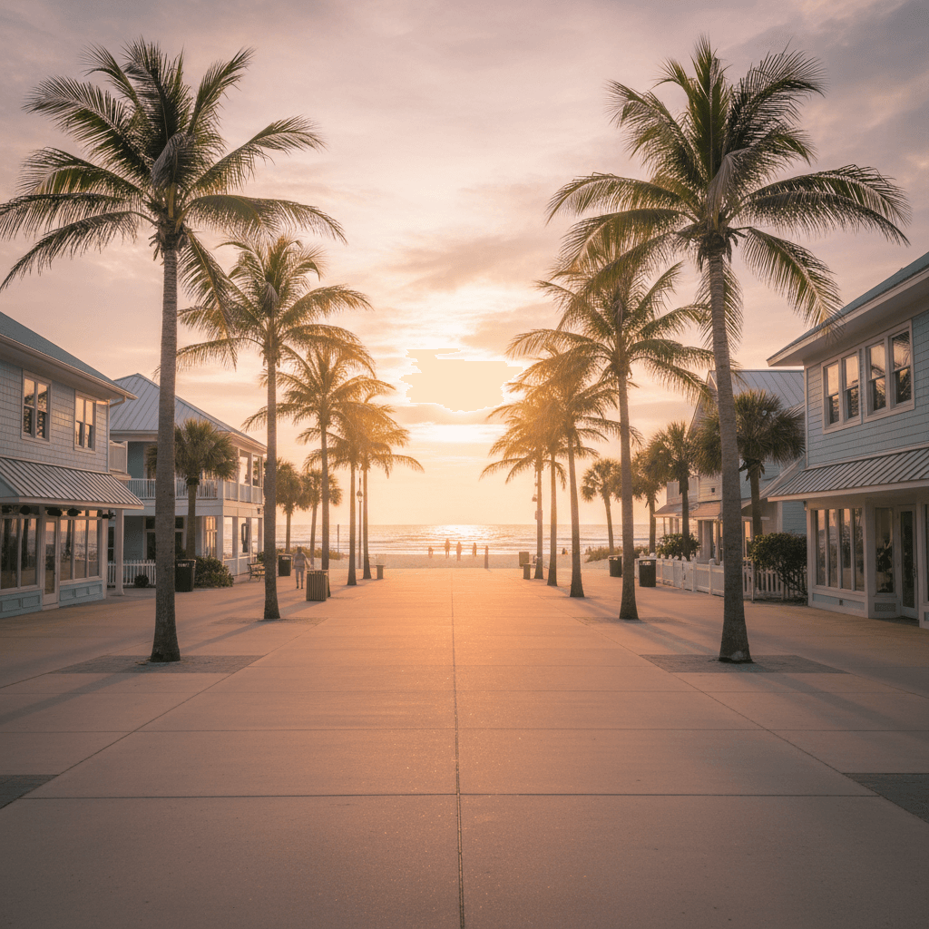 Quiet coastal street near Ocean Ave