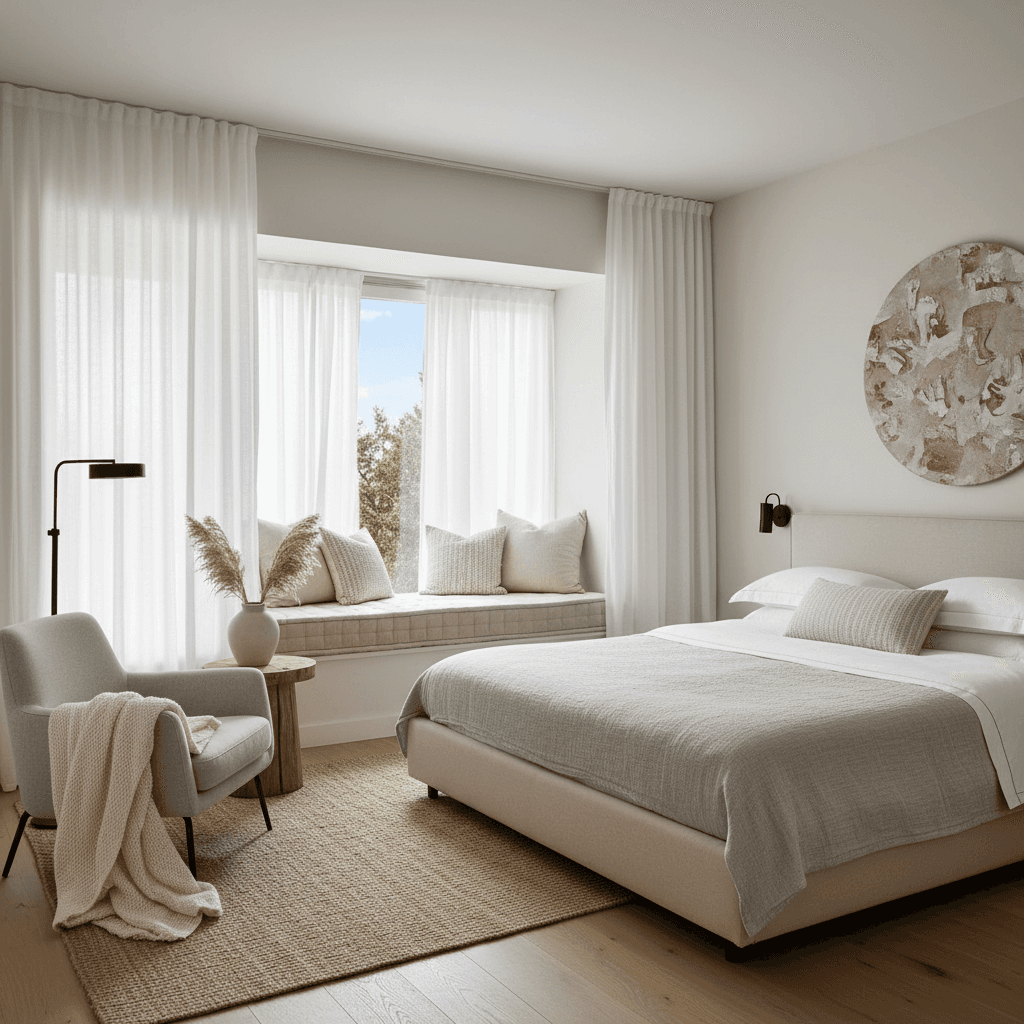 Elegant guest room interior with natural light