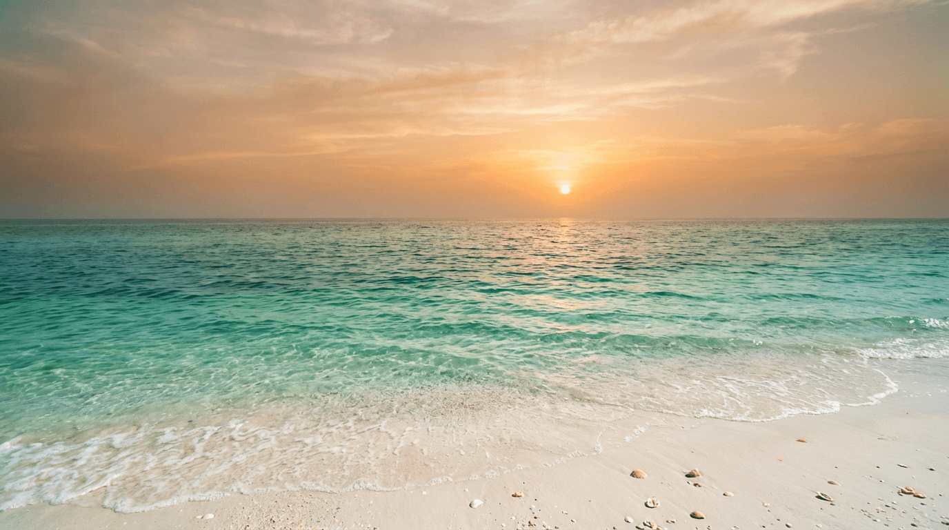 Quiet beach with gentle waves on a soft morning