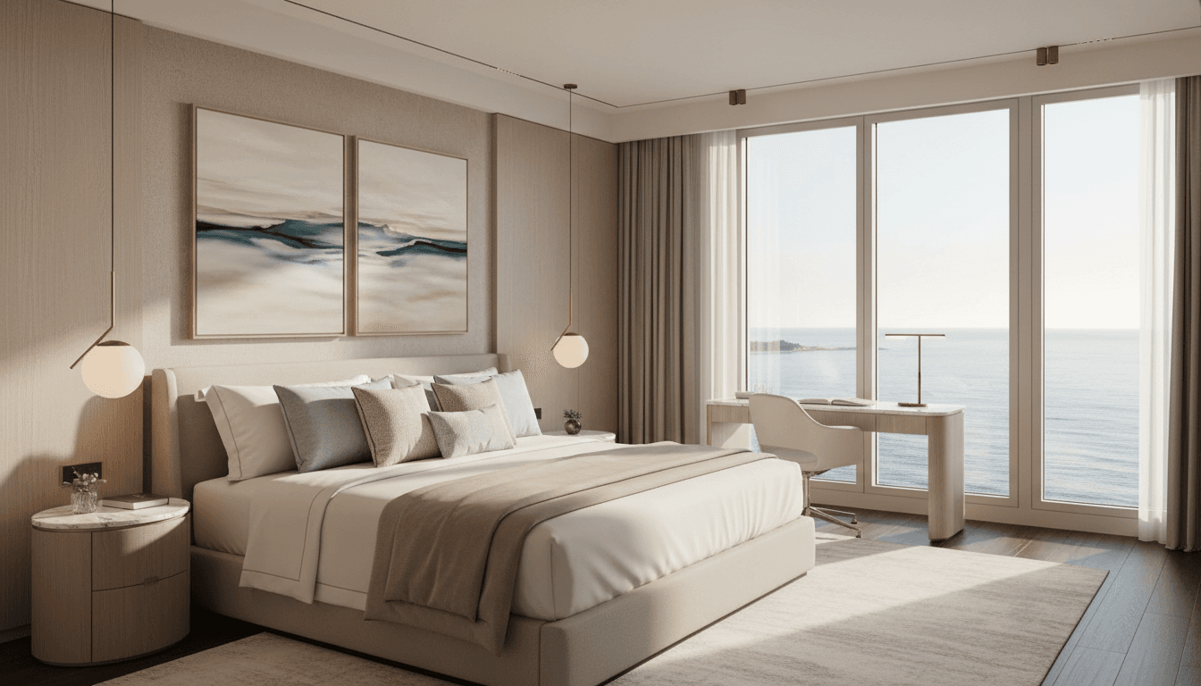 Spacious suite with two beds and a cozy reading corner